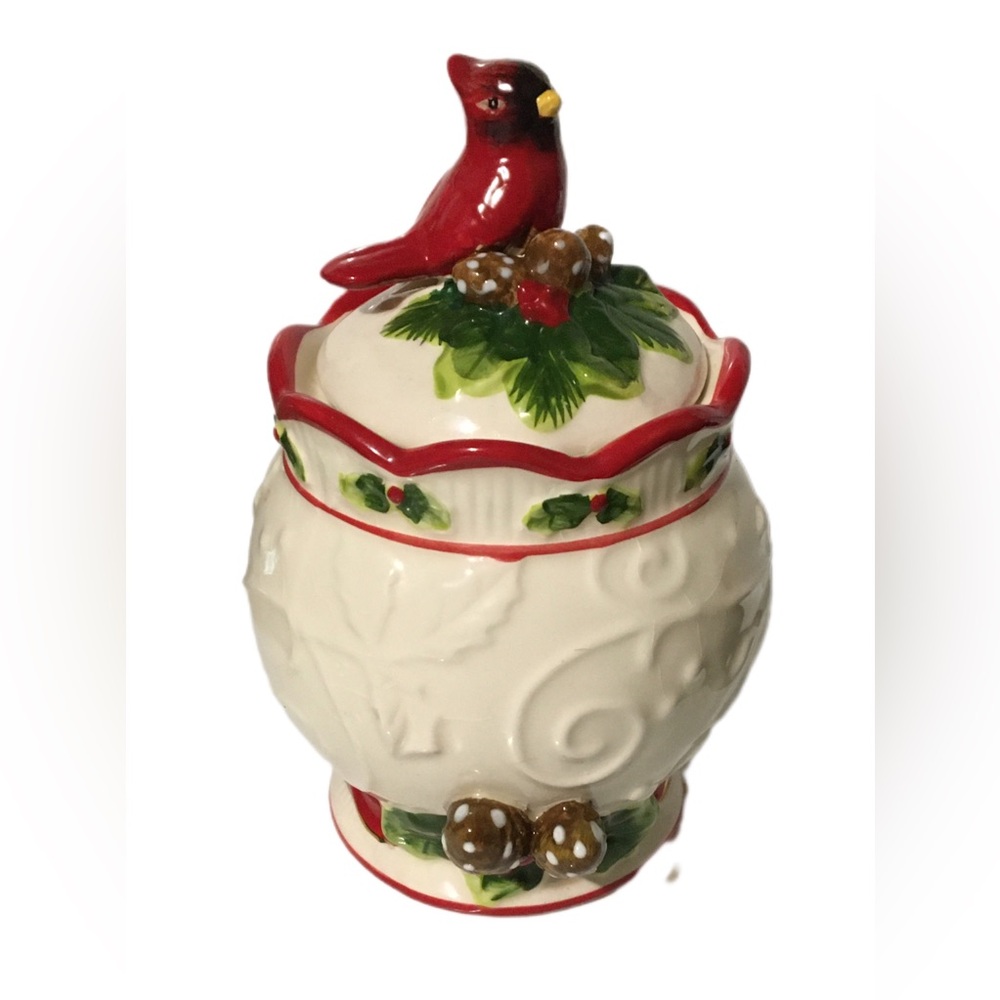 Festive Cardinal Sugar and Candy Dish